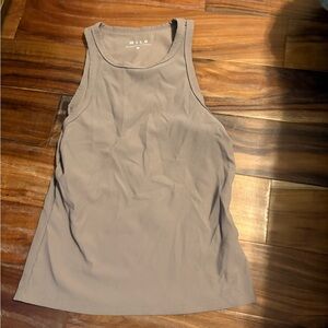 WILO Melbourne Ribbed High Neck Tank Top – Taupe Brown – Women’s M